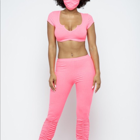 Two piece pant set neon pink new - Picture 16 of 16
